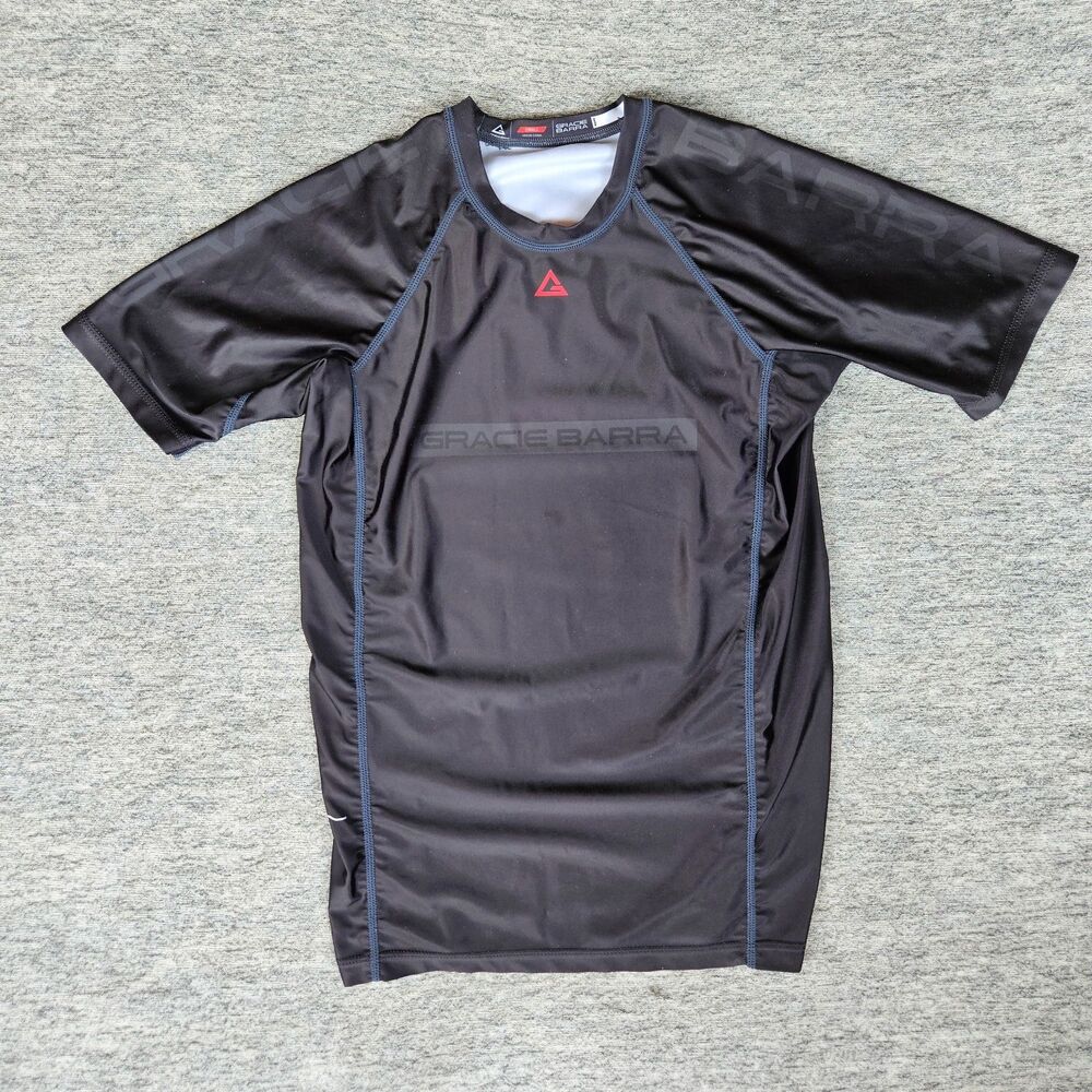 Gracie Barra Shirt Men's Small Black Short Sleeve Rash Guard Jiu Jitsu Gym